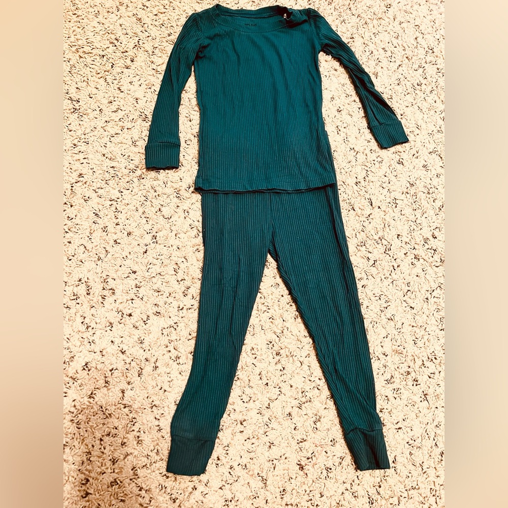 Little Sleepies Two Piece 18-24 Months Dark Green Ribbed Pajamas
